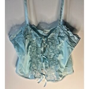 Vtg Alana Gale Lingerie Top Women S Blue Lace Ethereal Fairy Unique Coquette